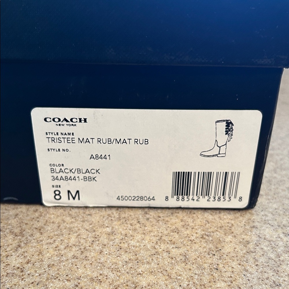 Coach Black Knee High Rain Boots- only worn once. Comes with box and packet. - Picture 2 of 7